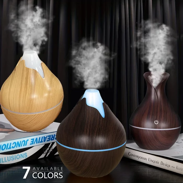 350ML USB Aroma Oil Diffuser Wood Electric Humidifier Ultrasonic Air Humidifier Mini Aromatherapy LED Light Mist Maker for Home - Image 2