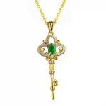 Emerald Crystals Key Pendant Light Luxury Delicate Green Gemstone Necklaces Clavicle Chain engagement Jewelry for Women gift - Image 6