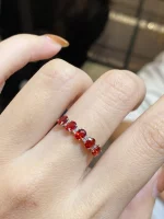 18K real gold natural Ruby Oval 5 Diamond Ring 1.5 carat wedding ring PT950 platinum custom Valentine's Day gift - Image 7