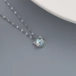 VOQ Silver Color Simple Moonstone Cat Pendant Necklace Ladies Clavicle Chain Necklace Fashion Jewelry - Image 2