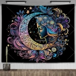 Crescent Moon Mandala Sun Tapestry Tapestry Wall Hanging Bohemian Witchy Goddess Tapestries Room Decor Home Flags