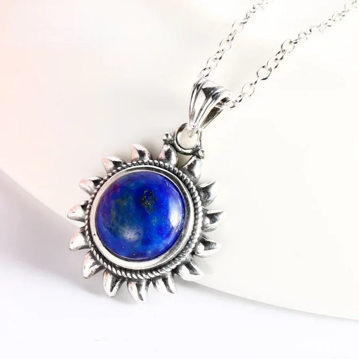 925 Sterling Silver Necklace Natural Lapis Lazuli Pendants Necklace for Women Wedding Anniversary Party Gifts Jewelry - Image 3
