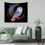 Lunar Owl Wall Tapestry Celestial Aesthetic, Moon Lovers Gift, Witch Wall Art, Ethereal Altar Cloth Trippy Room Decor Aesthetic - Image 5