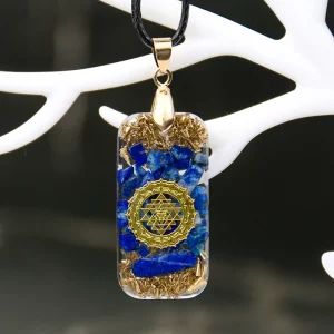 Natural Lapis Lazuli Sri Yantra Necklace Orgone Metatron Cube Pendant Orgonite Energy Chakela Reiki Metal Crystal Jewelry Gift