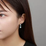 New Fashion Geometry Streamlined Long 925 Sterling Silver Jewelry Girl Natural Precious Larimar Earrings Women - Image 7
