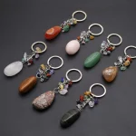 Natural Stone Key Chain Healing Keychains Gem Quartz Fluorite Citrine Irregular Stone Pendants Charms for Women Men Jewelry - Image 2