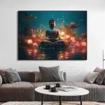 Religious Colorful Buddha Poster Aesthetics Zen Meditation Buddhism Lotus Wall Art Mural Room Decor Canvas Painting Home Decor - Image 4