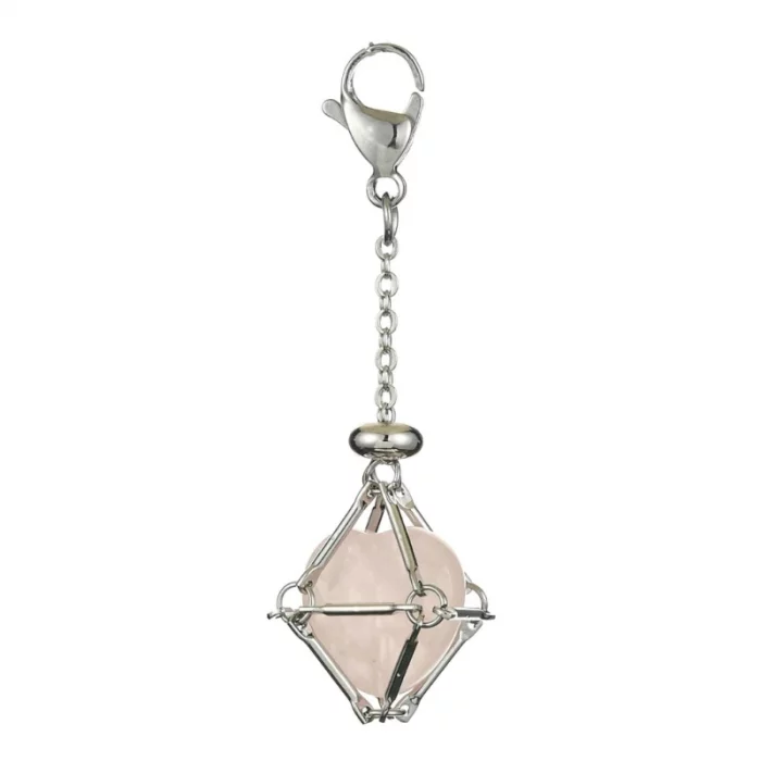 Stainless Steel Design Crystal Cage Keychain Holder Net Metal Chain Stone Collecting Holder Adjustable Pendant Jewelry - Image 6