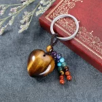 Natural Rose Quartz Heart Crystal Keychain 7 Chakra Healing Gemstone Key Ring Charm for Women Girls - Image 3