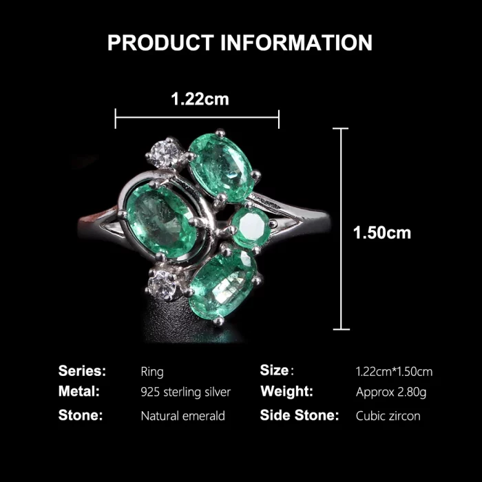Light Luxury 925 sterling silver women's ring real gemstone natural oval Emerald fine jewelr for daily wear or Anniversary gifts - Image 5