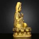 Lucky Copper South Sea Goddess of Mercy Buddha Statue Ornaments Home Sculptures - Image 3
