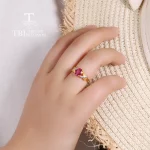 Solitare silver ring with natural filled ruby oval 6*8mm 2ct gemstones fine jewelry for women classic design - Image 6