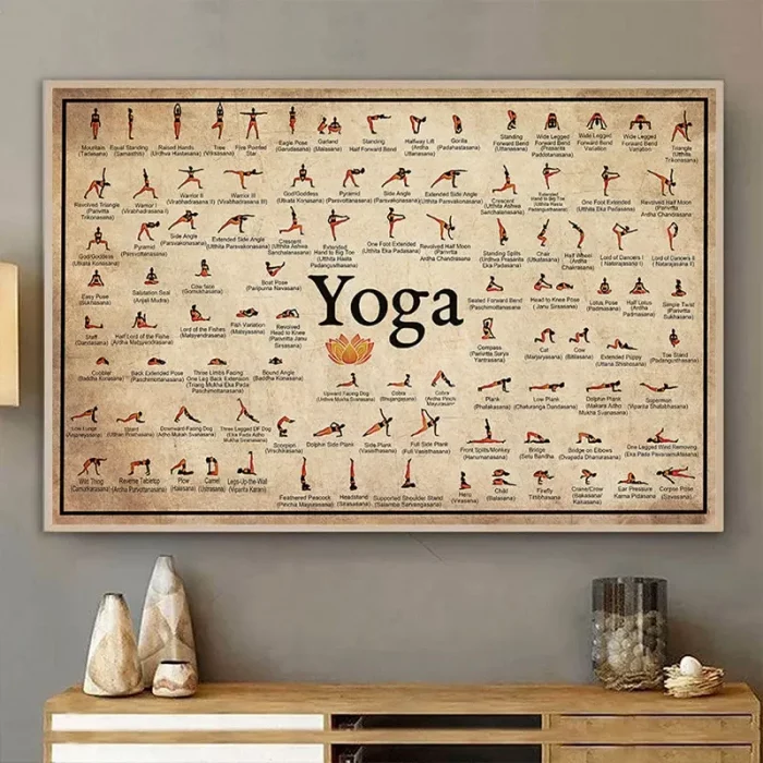 Yoga Poster Home Exercise Gym Yoga Ashtanga Chart Pose Health Poster Canvas Painting Print Wall Art Picture Living Room Decor - Image 2