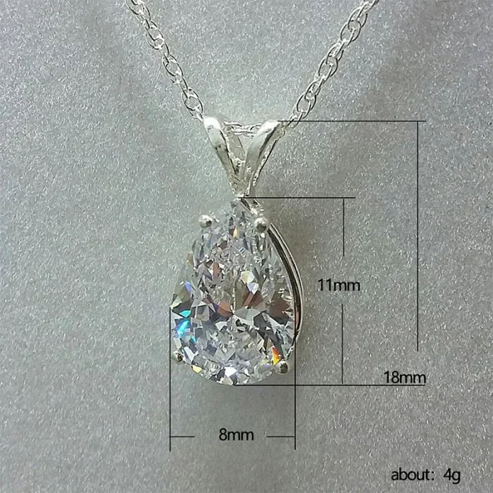 Water Drop Lab Aquamarine Zircon Pendant 925 Sterling silver Wedding Pendants Necklace For Women Charm Party Choker Jewelry Gift - Image 5