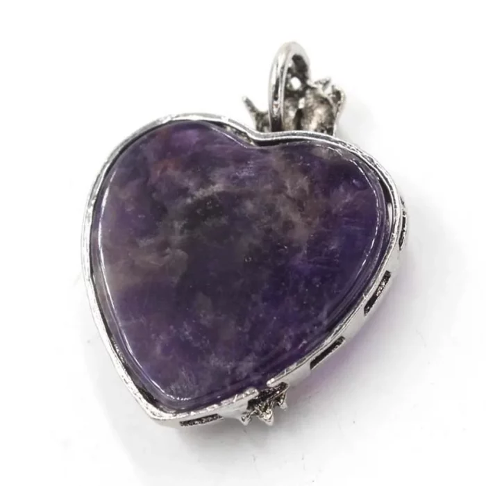 Vintage Animal Dragon Man Necklace Natural Stone Purple Crystal Heart Pendant for Women Amethysts Rose Pink Quartz Jewelry Gift - Image 5