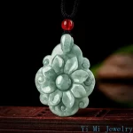 Natural A-grade Flower Jade Pendant Men and Women's High End Jewelry Necklace All for 1 Real and Free Shipping Items Jewellery - Image 2