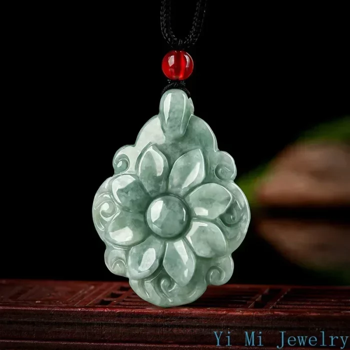 Natural A-grade Flower Jade Pendant Men and Women's High End Jewelry Necklace All for 1 Real and Free Shipping Items Jewellery - Image 2