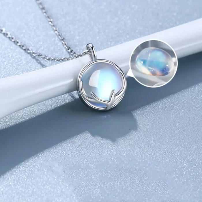 CIAXY Silver Color Moonstone Pendant Necklaces for Women Temperament Deer Antlers Clavicle Chain Luxury Jewelry collares - Image 4