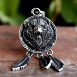 new stainless steel Amulet Viking Slavic God Symbol Warding Veles Bear Paw feather Pendant Necklace Jewelry - Image 2