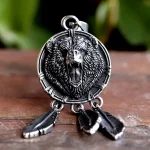 new stainless steel Amulet Viking Slavic God Symbol Warding Veles Bear Paw feather Pendant Necklace Jewelry
