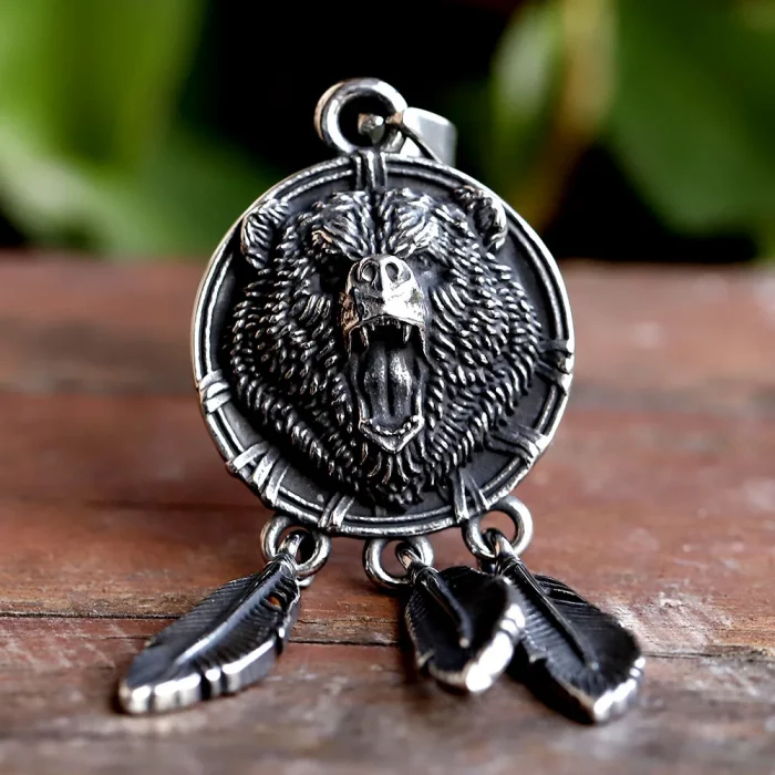new stainless steel Amulet Viking Slavic God Symbol Warding Veles Bear Paw feather Pendant Necklace Jewelry - Image 2