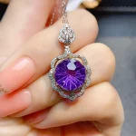 FS 12mm Natural Amethyst Pendant Necklace S925 Pure Silver With Certificate Fine Charm Wedding Jewelry for Women MeiBaPJ New - Image 4