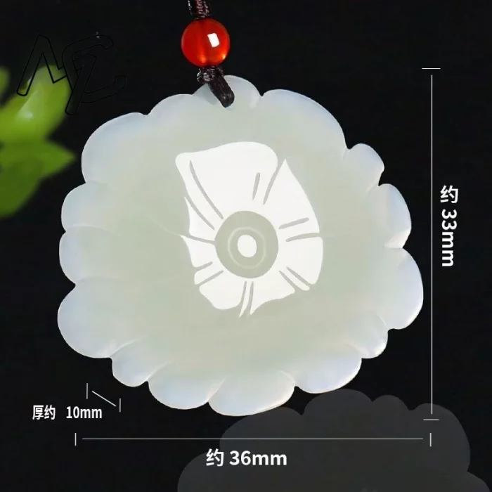 New Hotan Jade Lotus Flower Pendant Charm Jadeite Green Stone Natural Emerald Necklace Gift Women Men Talismans Necklace Jewelry - Image 5