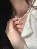 Timeless Elegant 925 Sterling Silver Set Natural Aquamarine Pendant Freshwater Pearls Choker Beads String Necklaces Women Gifts - Image 4