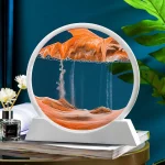 12 Inch 3D Moving Sand Art Picture Round Glass Ocean Sandscape Hourglass Quicksand Craft Flowing Sand Painting Home Decor - Image 5