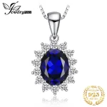 JewelryPalace Princess Diana Created Blue Sapphire Ruby Simulated Emerald 925 Sterling Silver Pendant Necklace Women No Chain - Image 2