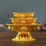 Zinc Alloy Tribute Buddhist Fruit Plate Gold Auspicious Luster Tibetan Plate Engraving Buddha Fruit Saucer Home Gift Decorative - Image 2