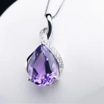 Buyee 925 Sterling Silver Female Stone Pendant Chain Natural Amethyst & Aquamarine Necklace for Women Fashion Fine Jewelry Chain - Image 2