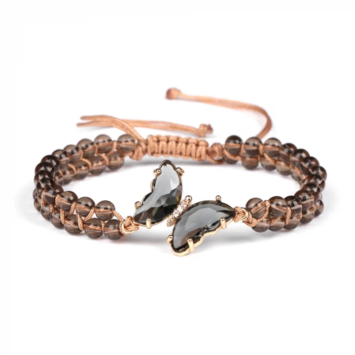 Purple Crystal Butterfly Charm Bracelet Handmade Braided Bracelet 4mm Natural Stone Amethysts Beads Wrap Bangles For Women Men - Image 5