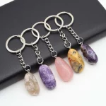 Natural Raw Ore Keychain Gem Reiki Healing Quartz Agate Citrine Irregular Stone Pendants Charms DIY Jewelry Making Accessorie - Image 3