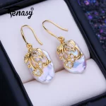 FENASY Natural Freshwater Big Baroque Pearl 18K Gold Plated Drop Earrings For Women Fashion Party Wedding Jewelry Birthday Gift - Image 5