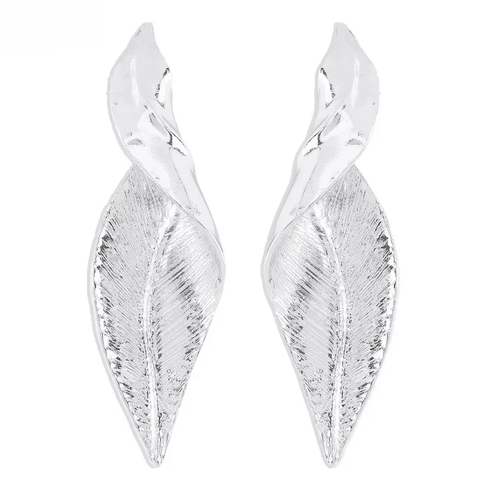 Fashion metal cold style exaggerated leaf earrings niche design unique earrings for women - Image 7