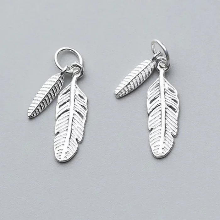 Fashion Classic Feather Design Charms 925 Sterling Silver Men Women Jewelry Accessories DIY Earrings Necklace Pendant Materials - Image 2