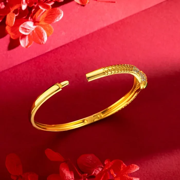 Yellow Golden Colored Snake Opening Bracelet for Women Simple Gold Bracelets Bangles Fine Jewelry Mother Girlfriend Gifts - Image 5