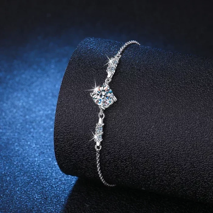 1 Carat Moissanite 925 Sterling Silver Women Bracelet Round Cut Bracelet White Gemstone Anniversary Jewelry 2023 - Image 1