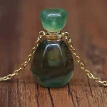 Natural Stone Perfume Bottle Pendant Necklace Rose Quartzs Lapis Lazulis Necklace For Jewelry Gift Length 66+5cm Size 16x33mm - Image 4