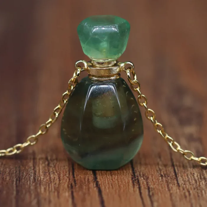 Natural Stone Perfume Bottle Pendant Necklace Rose Quartzs Lapis Lazulis Necklace For Jewelry Gift Length 66+5cm Size 16x33mm - Image 4