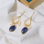 GLSEEVO Natural lapis lazuli Pearl Temperament Drop Earrings Women Girls Party Gift Original Design Luxury Jewellery Gift GE0988 - Image 4