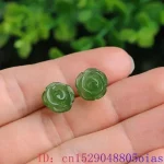 Natural Real Green Jade Rose Earrings 925 Sterling Silver Ear Studs Vintage Gemstone Jewelry TalismansEnergy Amulet Luxury Gift - Image 4