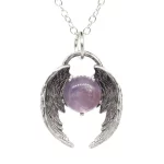 Angel Fly Wings Stone Pendant Necklace For Women Natural Amethyst Lapis Lazuli Cabachons Stone Pendants Necklaces Chain Jewelry - Image 2