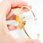 Irregular Raw Citrine Stone Bracelet for Women Handmade Open Cuff Bangle Jewelry - Image 4