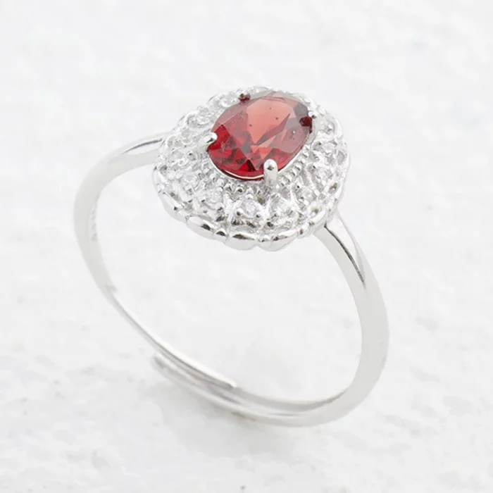 925 sterling silver ring set with natural garnet ruby ring, exquisite and elegant wedding party jewelry gift, women's ring - Image 5