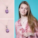 JewelryPalace Rose Gold Yellow Gold Plated Natural Amethyst Citrine Garnet Topaz 925 Sterling Silver Pendant Necklace No Chain - Image 3