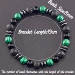 Natural Stone Beads Bracelet Women Green Malachite Yellow Tiger Eye Stone Beads Elastic Strand Wristband Jewelry Gift for Friend - Image 3