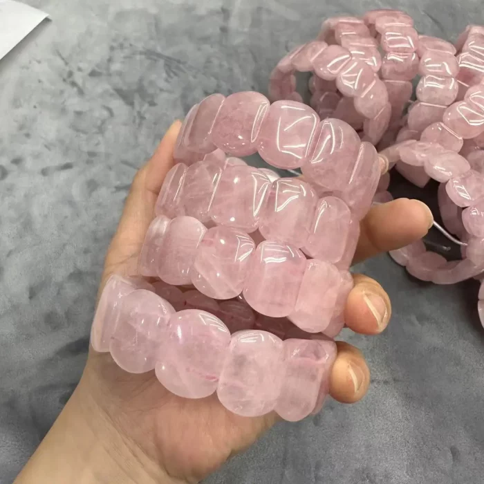 AA Quality Rose Quartz Stone Beads Bracelet Natural Gemstone Charming Bangle Fine Jewelry for Woman for Gift Wholesale ! - Image 3