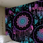 Psychedelic Dreamcatcher Moon Feather Tapestry Hippie Large Bohemian Mandala Tapestries Wall Cloth Carpet Ceiling Room Decor - Image 4